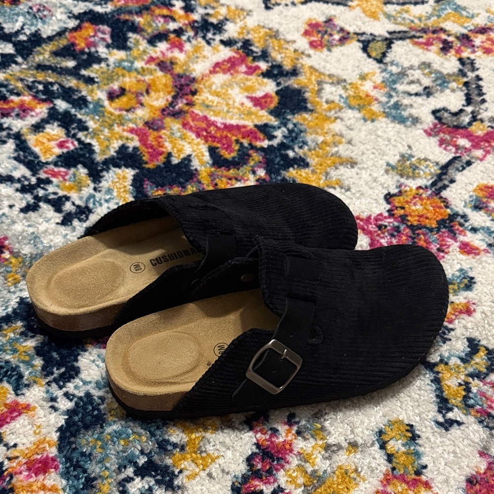 Black Corduroy Mules